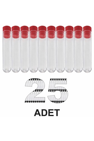 12x75 Mm Deney Tüpü Dibi Yuvarlak Kapaklı 25 Adet