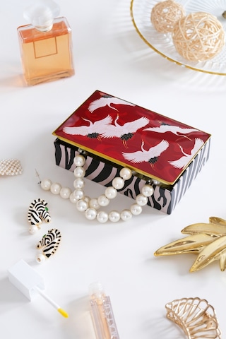 Premium Turna Desenli Dekoratif Organizer Kutu Takı, Makyaj, Dikiş Ve Aksesuar Saklama Kutusu 160x102x50 Mm