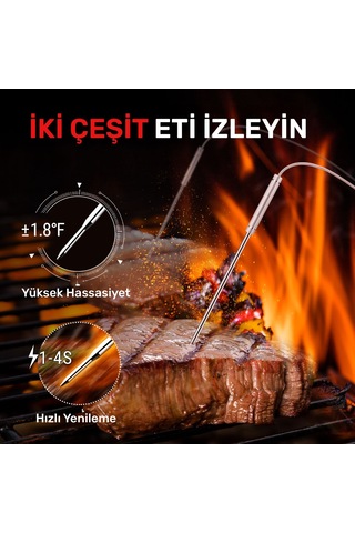 Thermopro Tp28c 2problu Zamanlayıcılı 150m Kablosuz Barbekü/mangal Profesyonel Pişirme Termometresi