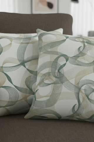 Chevron Bohem Dekoratif Punch Yastık Kırlent Kılıfı 2 Adet 45x45 Zen Dalga İndigo 45 x 45