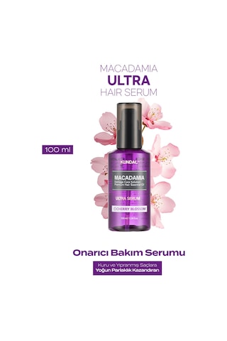 Kuru Ve Yıpranmış Saçlara Onarıcı Bakım Serumu Kundal Macadamia Ultra Hair Serum Cherry Blossom