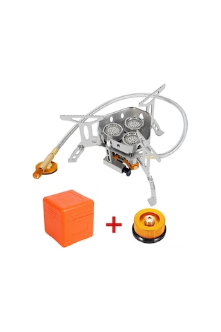 Geeroyoo Dış Mekan Yağmurluğa Dayanıklı Üçlü Çıkışlı Kamping Ocağı, Taşınabilir Katlanabilir Tasarım, 5+ Kişilik Kullanım, 360 Dakika Yakma Süresi Çok Renkli