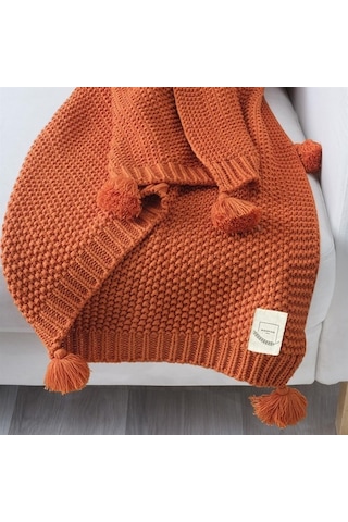 Coco Pirinç Örgü Ponponlu Triko Tv Battaniyesi Throw Koltuk Şalı (538861664)-130X170