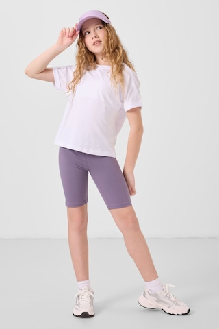 Tommylife Eflatun Pamuklu Kısa Paça Standart Fit Basic Kız Çocuk Tayt - 75188 Eflatun
