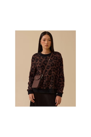 Seçil Leopar Desenli Triko Kazak Kahverengi - 838309318 Kahverengi