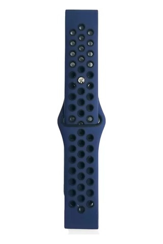 Watch 22mm Spor Delikli Kordon - Lacivert-siyah Ahşap