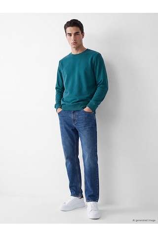 Lcwaıkıkı Classic Petrol Bisiklet Yaka Erkek Kalın Sweatshirt