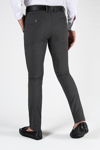 Terapi Men Füme Çizgili Slim Fit Pamuklu İtalyan Kesim Pantolon Koyu Gri