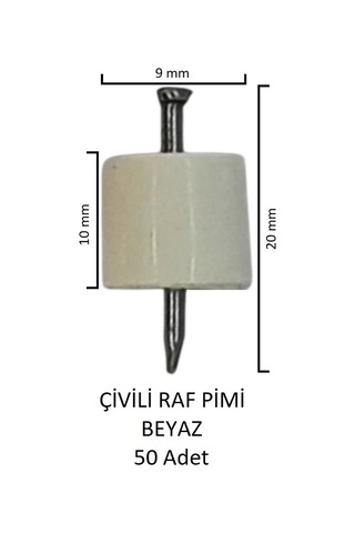 Çivili Raf Pimi Beyaz 50 Adet Beyaz