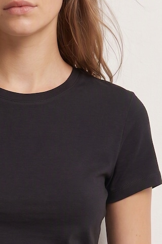 Elemge %95pamuk %5likra Vücuda Oturan Magic Fit Siyah Kadın Stretch T-shirt Compact Penye Kısa Kol Esnek Basic Tişört Elastan