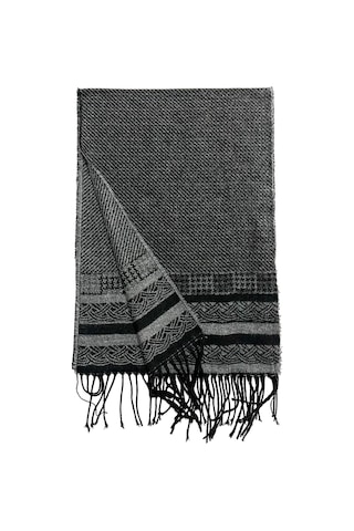 PİERRONİ Siyah Gri Çizgi Desenli Atkı Kaşkol PK2229 Gri