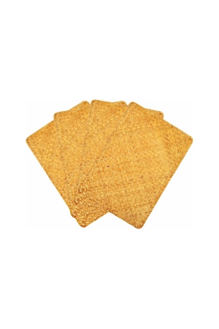 Xiaaokeji 4'lü Paket, Doğal Denizotu Amerikan Servisi El Dokuma Hasır Çay Fincanı Altlığı Kahverengi