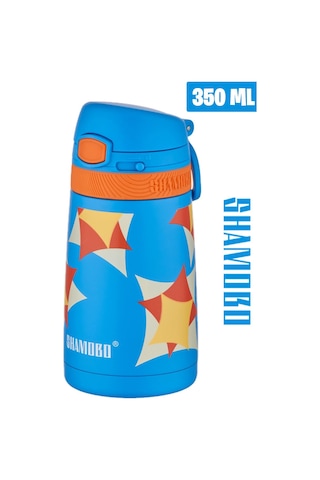 Shamobo Çocuk 350 Ml Pipetli Paslanmaz Çelik Termos Bpa İçermez 7 Renk Koyu Pembe