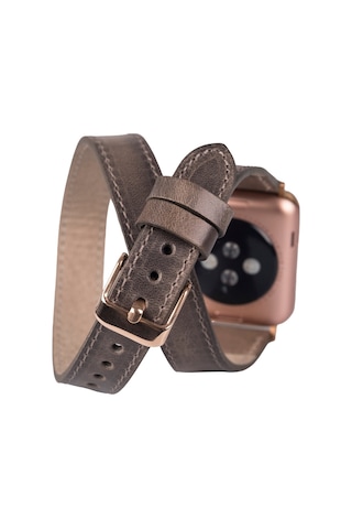 Apple Uyumlu Watch Deri Kordon 42-44-45mm Slim Dt V23ef Gri
