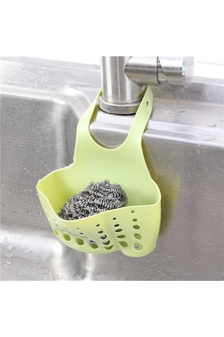 Dofolink Pvc Mutfak Lavabo Rakımı - Ayarlanabilir Düğme, Çift Cep Ve Su Akış Delikleri İle Sabun Ve Spons Tutucu Yeşil