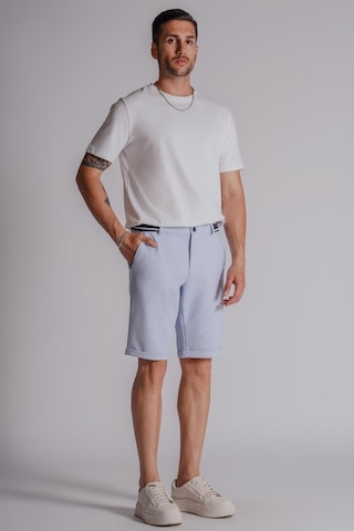 Braccas Erkek Yandan Cepli Beli Ribanalı Slim Fit Chino Şort Mavi Mavi
