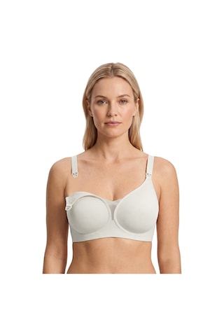 Cottonill Seamless Bra - Nuvia Krem Lazer Kesim Klipsli Önden Açılabilir Rib Dokulu Dikişsiz Emzirme Sütyeni