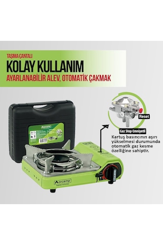 Orcamp CK-506 Mini Tekli Kamp Ocak Çantalı Sönme Emniyetli Yeşil