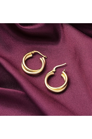 Bilezikci Balık Sırtı İtalyan 14 Ayar Altın Halka Küpe DLM4266