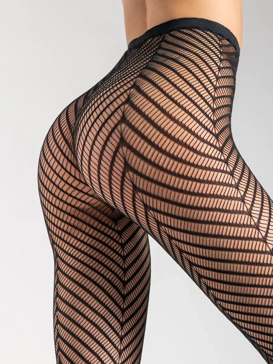 Calzeamo Desenli Y2k Fileli Naylon Külotlu Çorap 116551941 Siyah Mat