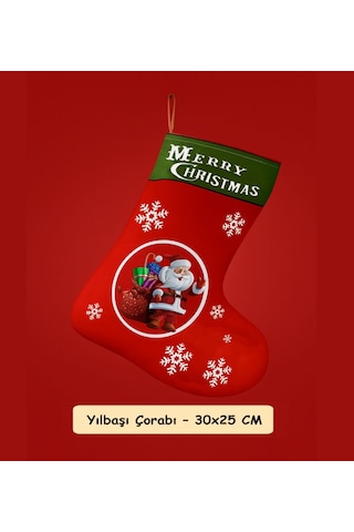Yılbaşı Çorabı Duvar Süsü Noel Temalı Dekoratif Duvar Aksesuarı Yeni Yıl Ev Süslemesi