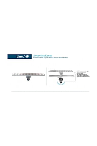 Sukar Line 4p Duş Kanalı Plastik Kasa Paslanmaz Izgara Süzgeç Ø50 Çıkış 40 Cm 1154-100450-02