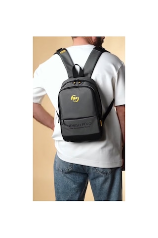 Newish Polo Unisex Laptop Tablet Bölmeli Minimal Sırt Çantası - Gri