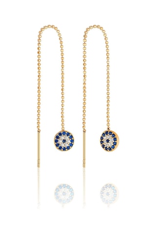 Azuris Silver Azuris 925k Gümüş Sıralı Top Zincir Nazar Taşlı Küpe Rose Gold