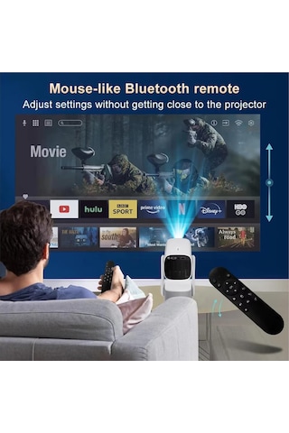 4k Kablosuz Projektör Ultra Hd 4 Saat Şarj Kapasitesi 300 Ansı Wifi 6 Bluetooth 5.2uzaktan Kumandalı Beyaz
