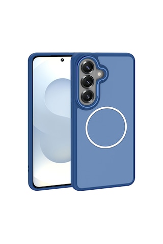 Maks Technology Galaxy Uyumlu S26 Plus Kılıf M-safe Şarj Özellikli Metal Kamera Çerçeveli Mkst Sanremo Silikon Kapak - Laci Lacivert