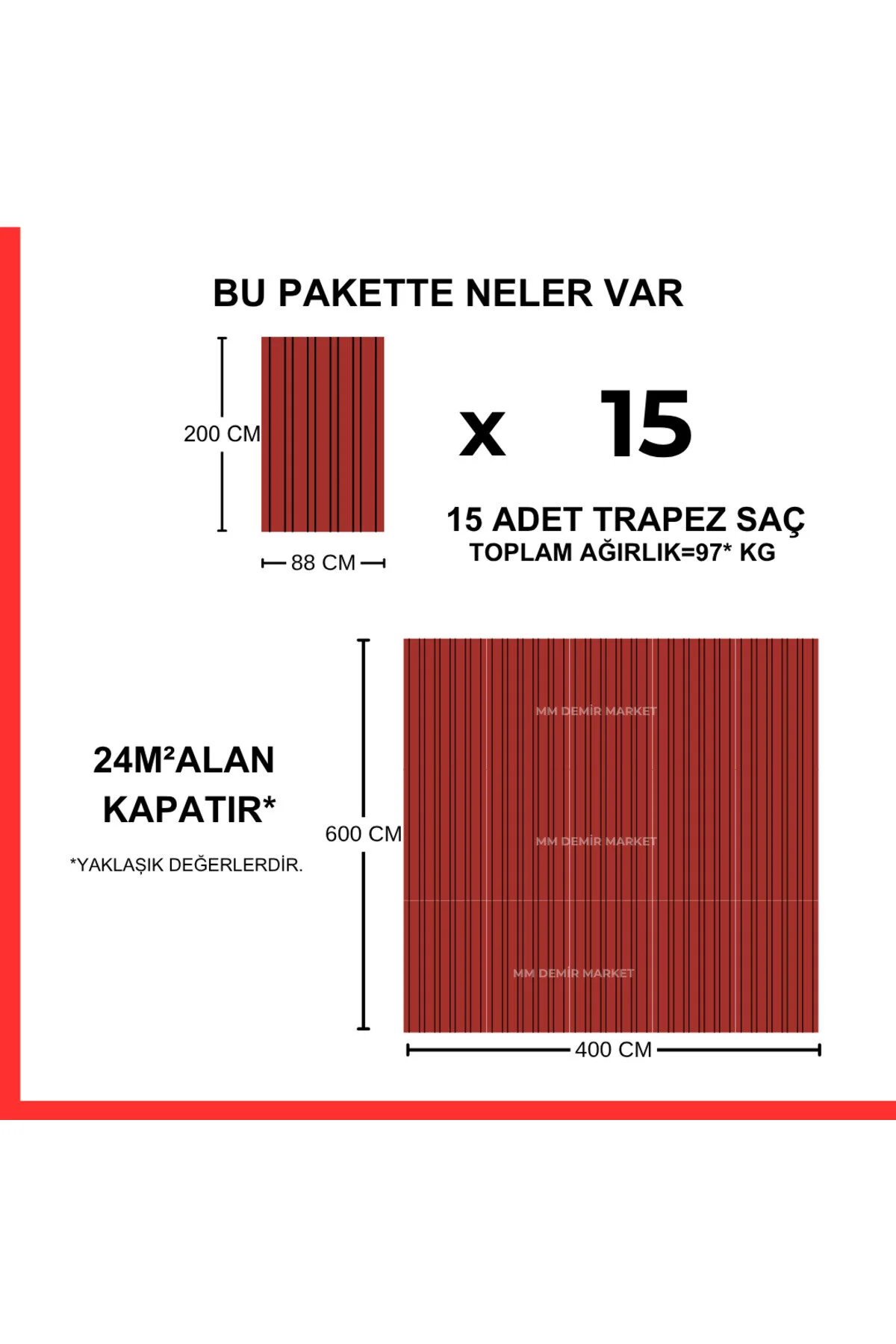 Galvanizli Trapez Çatı Kaplama Sacı 2 Metre 15 Adet-su Geçirmez Ve Paslanmaz Metal Sac