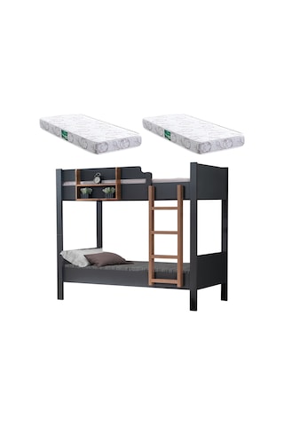 Setaymobilya Ranza, Asya Ayrılabilir Ranza-Antrasit-Ceviz+2 Adet Comfort Yatak