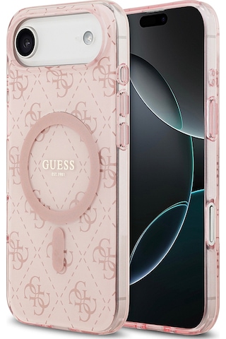 Apple Uyumlu iPhone 17 Air Kılıf Guess Lisanslı M-safeli Iml Baskılı Klasik Logolu 4g Desenli Kapak Pembe Pembe