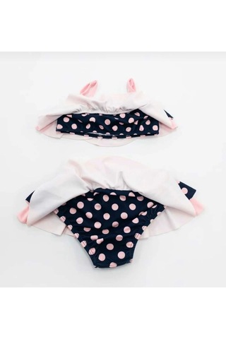 Nurbebe Puantiye Desenli Kız Çocuk Bikini Takımı Pembe
