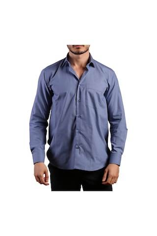 İndigo Büyük Beden Rahat Kesim Cepli Uzun Kol Regular Fit Erkek Gömlek - 150-15 001