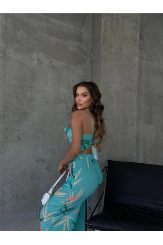 Hgfashion Yaprak Desen İkili Takım Yeşil