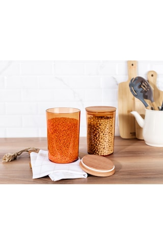 Madame Coco Yuviera 2300ml Ahşap Kapaklı Saklama Kabı 2'li 1ksakl0426 Diğer