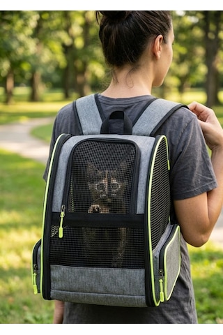 Missidea Brave Paws Piramit Model Fileli Kedi Ve Köpek Taşıma Çantası Gri