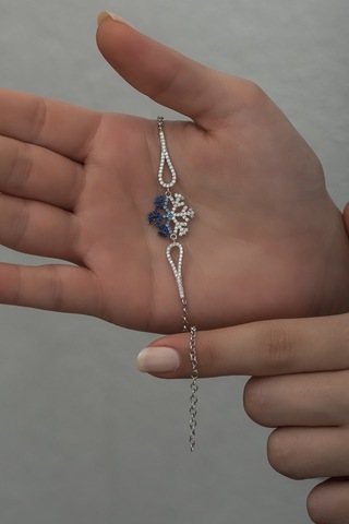 Nereze 925 Ayar Gümüş Kelepçe Model Renk Geçişli Kartanesi Bileklik