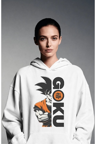 Sevbano Son Goku Dragon Ball Anime Sırt Baskılı Unisex Oversize Premium H beyaz