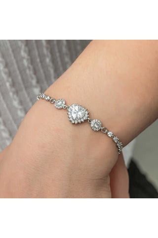 Blackcraft 925 Ayar Gümüş Kalpli Su Yolu Kadın Bileklik Bc-052bc2 Renkli