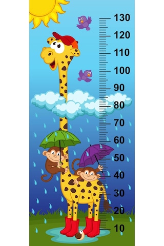 Çocuk Odası Bebek Odası Boy Ölçer Boy Cetveli Sticker Zürafa