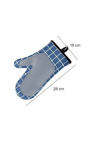 Mufunye Mavi 18x28 Cm Fırın Eldiveni, Silikonlu Isıya Dayanıklı, Yumuşak Çiftli, Paspaslı İç Fırın-mikrodalga-grill Kullanıma Uygun Diğer