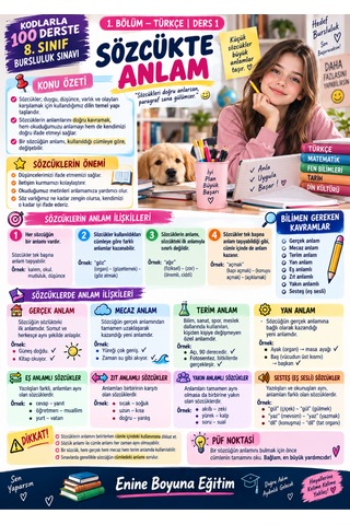 Kodlarla 100 Derste 8. Sınıf Bursluluk Sınavı Güncel Konu Anlatımlı Hazırlık Kitabı