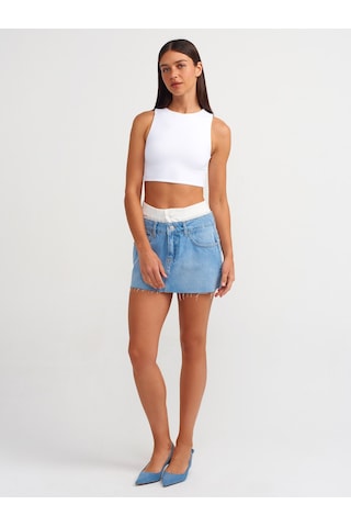 Dilvin Denim Mini Etek Mavi