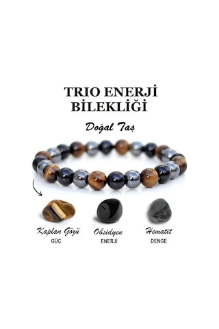 Alnis Atelier Kaplangözü,Obsidyen,Hematit Doğaltaş Erkekbileklik Çok Renkli