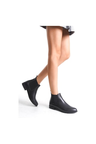 Mubiano Hakiki Deri Collection Kadın Lastik Detaylı Kısa Bot&bootie Siyah - Mcsdt036 - S Siyah