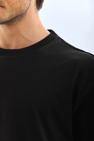 Veraura Lifestyle Unisex Oversize Düz Bisiklet Yaka T-shirt - Siyah