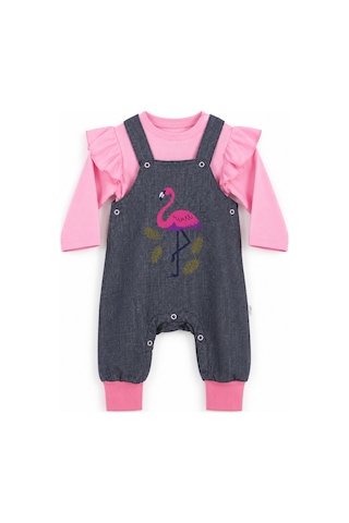 Babyhola Bayramlık Kız Bebek Çocuk Flamingo Bayramlık Salopet Badi Takım 23388 Kırmızı