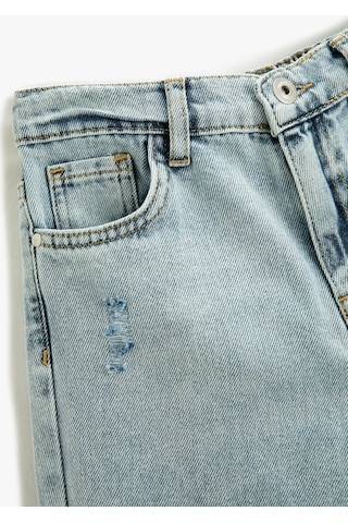 Koton Kot Pantolon Beli Lastikli Cepli Düz Paça - Boyfriend Jean Lıght Indıgo 3skg40011ad 3SKG40011ADLIN Açık Mavi